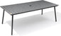 83" Patio Outdoor Dining Table for 6-8, Weather-Resistant Aluminum Frame with Wood-Grain Top & Umbrella Hole for Deck Gatherings, Grey
