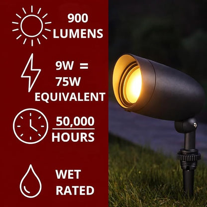 Nuvo Lighting 62/1203 LED Landscape Flood Fixture, Dark Gray, 9W, 120V, 3000 Kelvin Temp, 900 Lumens Output, 50000 Average Rated Hours, Circular LED Module Bulb, Rugged Construction 6.25 in
