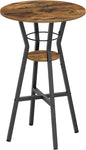 Bar Table, 2-Tier Round High Top Table, Pub Table, Home Bar Counter Height Tables, Bistro Tables, for Kitchen, Living Room, Meeting Room, Pub, Rustic Brown and Black BT03BR