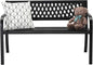 VINGLI 47'' Outdoor Bench, Weather Resistant Garden Patio Bench Powder Coated Iron Frame w/PVC Mesh Backrest Slatted Seat, 2-Person Outdoor Furniture for Front Porch Entryway Park (Black)