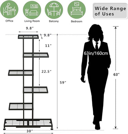 Metal Plant Stand, 6 Tier 12 Potted, Upgrade Multiple Plant Rack Shelf Organizer, Indoor Planter Display Shelving Unit for Patio Garden Corner Balcony Living Room