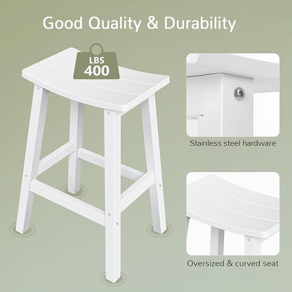 Stoog Weatherproof Bar Stools Set of 4, 28" Height Patio Bar Stools, Easy to Clean and Maintain, for Bar, Kitchen Counter, Deck, and Patio, White