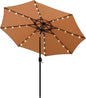 Blissun 9 ft Solar Umbrella, 32 LED Lighted Patio Umbrella, Table Market Umbrella, Outdoor Umbrella for Garden, Deck, Backyard, Pool and Beach (Tan)