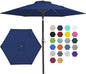JEAREY 7.5FT Patio Umbrella Outdoor Table Umbrella with 6 Sturdy Ribs, Push Button Tilt & Easy Crank Table Umbrella for Garden, Deck, Backyard & Pool, Deep Blue