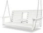 Poly Lumber 3-Seat Porch Swing, HIPS 5-Feet Bench Swing with Foldable Cup Holders,18/8 Stainless Steel Hardware, High Backrest and Deep Contoured Seat, Snow White