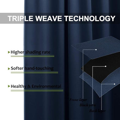 NICETOWN Weighted Blackout Outdoor Curtain for Patio Waterproof, Rustproof Grommet Top and Bottom Public Divider Windproof Thermal Insulated Drape for Porch, Navy Blue, 1 Panel, W100 x L108