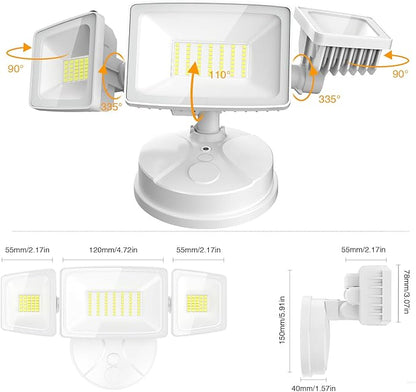 Onforu 2 Pack 75W Flood Lights Outdoor, 7000LM LED Flood Lighting Outdoor Switch Controlled, IP65 Waterproof Exterior Floodlight Fixture with 3 Adjustable Heads, 6500K Security Light for Garage Yard