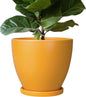 10 Inch Plant Pot - Ceramic Planter with Drainage Hole and Saucer, Modern Flower Pot, Round Planters for Indoor Plants, Home Patio Bathroom Porch Garden Living Room Decor, Orange
