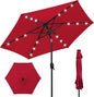 Best Choice Products 7.5ft Outdoor Solar Market Table Patio Umbrella for Deck, Pool w/Tilt, Crank, LED Lights - Red