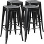 Yaheetech 30 Inch Metal Bar Stools Set of 4, Bar Height Backless Bartools, Industrial Stackable Bar Chairs with Footrest for Kitchen/Dining Room/Bistro/Patio, Black