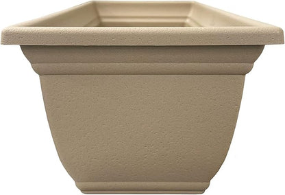 The HC Companies 24 Inch Mojave Window Planter Box with Drainage Holes, Lightweight UV-Resistant Plastic Outdoor Planters, 2-Pack Flower Box for Garden & Home Decor, Sandstone
