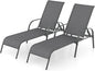 Giantex 2 Pack Patio Lounge Chair, Outdoor Chaise Lounge with 5 Adjustable Backrest, Sturdy Steel Frame, Sunbathing Recliner, Tanning Chair for Beach, Outside, Yard, Balcony, Pool Chairs (2,Dark Gray)