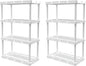Gracious Living 2 Pack Light Duty Storage Shelves, Knect-A-Shelf 4-Shelf Ventilated Shelving Rack Organizer for Home, Garage, Basement & Laundry, White