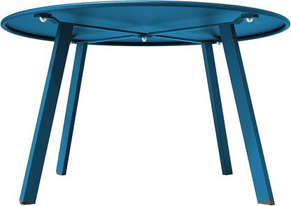 Grand patio 28-inch Round Steel Coffee Table, Outdoor Patio Side Table, Great for Backyard Patio Deck, Peacock Blue
