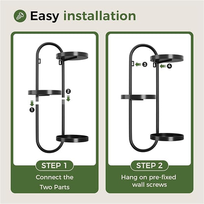 Window Plant Shelves Indoor Outdoor Wall Planters for Indoor Plants 2 Pack Metal Hanger Plant Holder for Living Room Balcony Wall Decor Black
