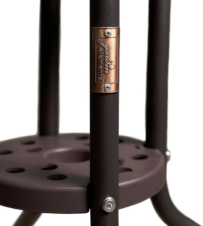 Garden Elements Outdoor Patio Furniture, Round Dining Table, Steel Base and Rim with Water-Wave Glass Top, Brown, 31.5"