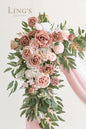 Artificial Wedding Arch Flowers Kit, Dusty Rose and Cream Silk, 4-Piece