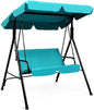 Tangkula 2 Person Porch Swing, Outdoor Swing with Removable Cushions, Solid Steel Structure, Patio Swing with Adjustable Canopy for Porch, Backyard, Garden, Balcony Turquoise