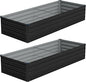 Vengarus 8x2x1FT (2 Pack) Galvanized Raised Garden Bed Kit, Outdoor Metal Planter Box for Vegetables, Rectangular Steel Container, Easy Assembly (Black)
