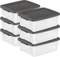 Sterilite 6-Pack ShelfTote, Clear Plastic Storage Bins with Lids, 25 Quart, Gray - Stackable Organizing Container Boxes for Closet, Bathroom, and Office