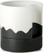 Nihow Self Watering Plant Pot: 8 Inch Ceramic Planter with Drainage Hole & Water Storage Plus for Indoor & Outdoor Plants - Cylinder Round Flower Pot for Succulent/Herbs/Violets - White & Wave Black