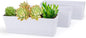 GREANER Flower Boxes, 3 Pack 12x3.8 Inch Rectangle Window Boxes, Herb Planters with Tray, Indoor Succulent Cactus Flowers Plastic Drawable Pot for Windowsill, Garden, Balcony, Office Outdoor (White)