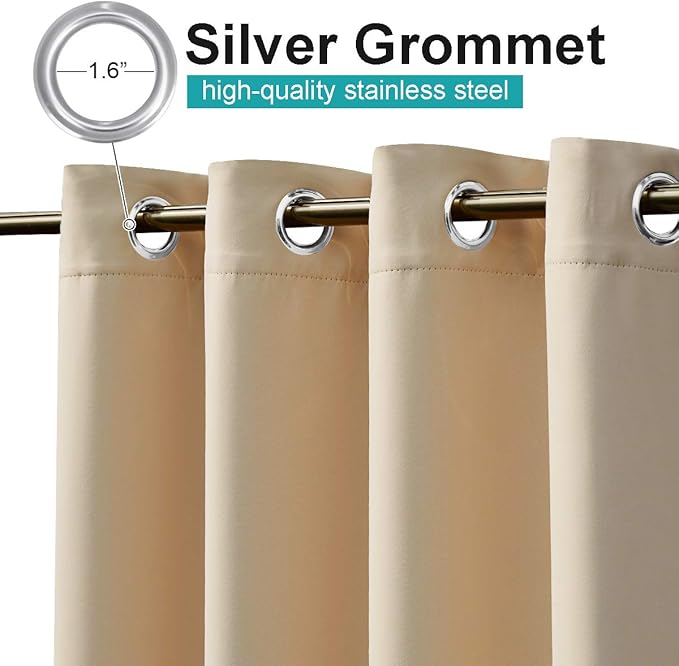 NICETOWN Outdoor Curtain for Patio Waterproof, Porch Cover for Shade and Rain, W52 x L72 inch Premium Thick Privacy Weatherproof Blind for Pergola, UV Protection Curtain for Summer, Biscotti Beige