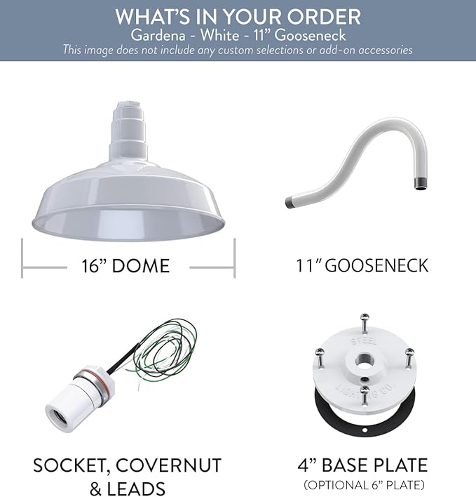 Wall Light, 16-Inch Dome Farmhouse Sconce in White Steel