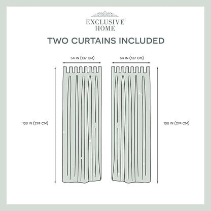 Exclusive Home Cabana Solid Indoor/Outdoor Light Filtering Hook-and-Loop Tab Top Curtain Panel Pair, 54"x108", Charcoal