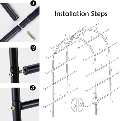Adorox 7.8ft Garden Arch Trellis for Climbing Plants, Metal Arch Frame, Pumpkin Archway Outdoor Garden Arbors and Arches for Halloween Christmas Birthday Party Baby Shower Decoration(Black)