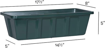 Root & Vessel, Poly-Pro Plastic Flower Box Planter, Hunter Green, 18-Inch