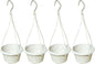 VIDELLY 4 Pieces Plastic Hanging Planters, 5.9 in Dia x 3.54 in H, Small Flower Plant Basket Pots Chain Holder Garden Decoration for Indoor and Outdoor Use, Beige White