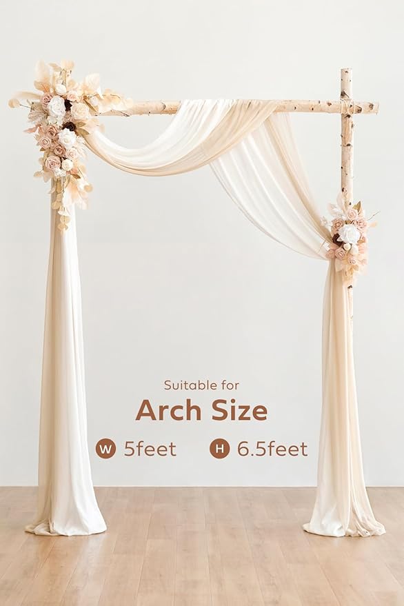 Artificial Flowers Wedding Arch Swag Set, 4 Pieces, White & Beige