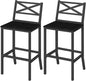 Bar Stools, Set of 2 Bar Chairs with Backrest and Footrest, 26" Tall Counter Bar Stools, Kitchen Breakfast Bar Chairs, Easy Assembly, for Dining Room, Black BAHB0901N1