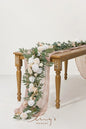 Artificial Flower Garland, 6 Ft Eucalyptus and Willow Leaf, White Beige