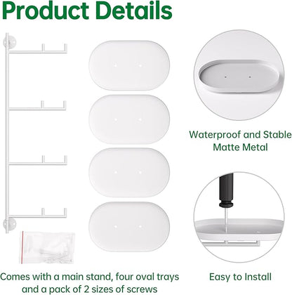 Rotating Window Shelves for Multiple Plants Indoor,4-tier Metal Corner White Plant Stand Holder Floating Hanger Shelf for Wall，Windows Sill Gifts for Planter Lover to Enhance Home Decor