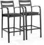 VINGLI Outdoor Bar Stools Set of 2, All-Weather Bar Height Aluminum Stools with 1.6" Thick Cushion, Rust-Proof Patio Chairs for Backyard, Poolside, Balcony & Kitchen Island (Dark Gray)