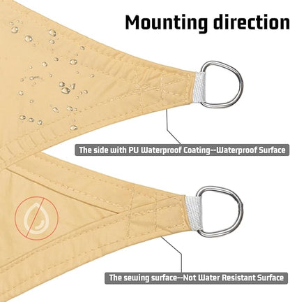 LOVE STORY Rectangle 10'x12' Waterproof Sun Shade Sail Canopy UV Block for Outdoor Patio Backyard Carport,Sand(We Make Custom Size)