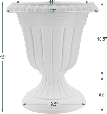 Arcadia Garden Products PL10TP Classic Traditional Plastic Urn Planter Indoor/Outdoor, 15" x 13", Taupe