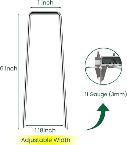6 Inches Landscape Staples, Garden Stakes Securing Pegs for Securing Weed Fabric Landscape Fabric Netting Ground Sheets and Fleece, Heavy Duty Metal Tent Stakes, Halloween Decorations (20, Silver)