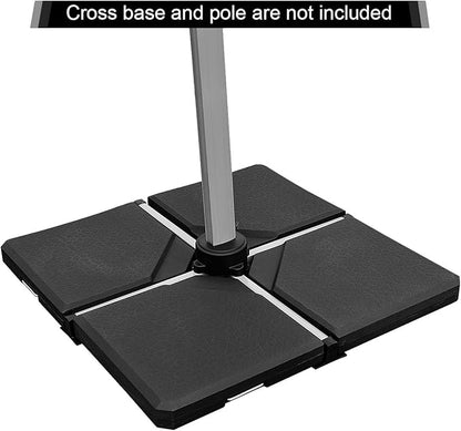Tangkula 4PCS Patio Cantilever Offset Umbrella Base Weight Stand, 238lbs Square Shaped Sand/Water Filled Weight, 4-Piece Outdoor Umbrella Base Plate w/Heavy Duty Plastic, 38" x 38" Umbrella Base