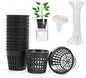 ORIMERC 12 Pack 3 inch Net Cups Pots with 12 feet Hydroponics Self Watering Wick & 12 Plant Labels Aquaponics Mason Jar Bucket Insert Orchid kratky Vegetable Garden Growing Netted Basket Slotted Mesh