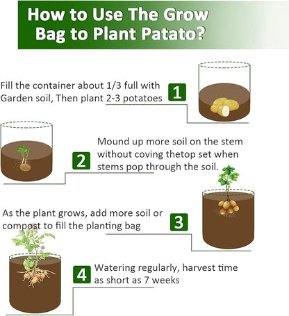 JJGoo Potato Grow Bags, 4 Pack 10 Gallon with Flap and Handles Planter Pots for Onion, Fruits, Tomato, Carrot - Black