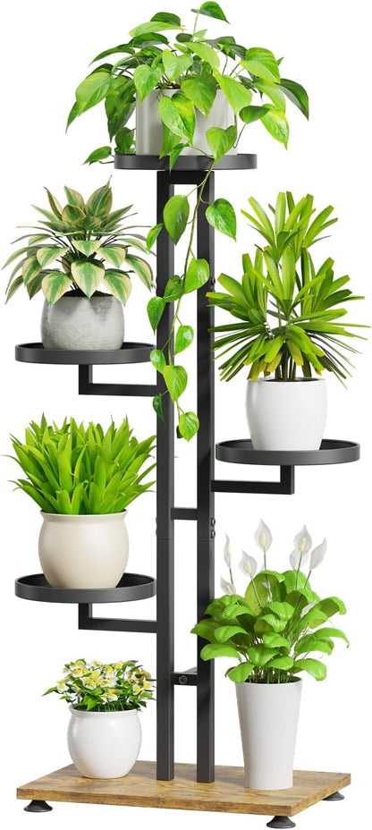 iDavosic.ly 4 Tier Plant Stand Indoor Outdoor, Tiered Corner Multiple Flower Pot Holder Shelf, Metal 34 Inch Tall Display Rack for Patio Porch Living Room Garden Balcony Bedroom, Black