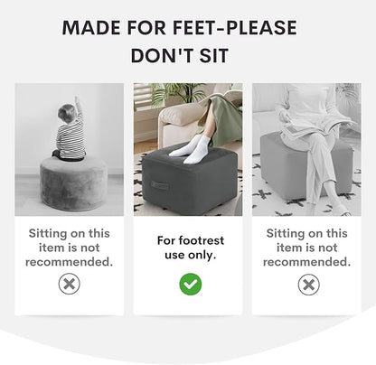 MeMoreCool Square Stuffed Pouf Ottoman Foot Rest, Floor Pouf Foot Stool with Foam Chunk Filling, Soft Stuffed Ottoman Footrest for Living Room, Navy