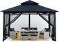 MASTERCANOPY Outdoor Garden Gazebo for Patios with Stable Steel Frame and Netting Walls (11x11,Navy Blue)
