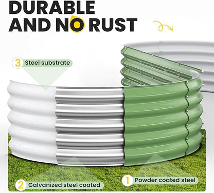 Galvanized Raised Garden Bed 8x2x1.5 FT, Oval Metal Raised Garden Bed Outdoor Planter Box with Open Bottom, Rust-Resistant Steel Garden Bed for Vegetables Herbs Flowers, Easy Assembly