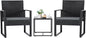 Flamaker 3 Pieces Patio Set Outdoor Wicker Furniture Modern Bistro Rattan Chair Conversation Sets with Coffee Table for Yard (Grey)