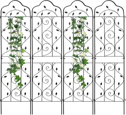 hogardeck 4 Packs 72 * 18 inch Metal Garden Trellis for Climbing Plants Outdoor,Heavy Duty,Black Coating Rustproof Trellis for Rose, Vegetable, Flowers, Expandable,Perfect for Training Climbing Plants