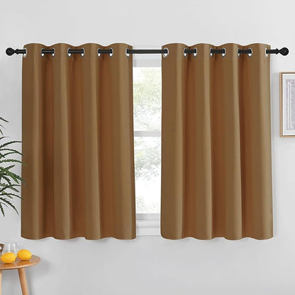 NICETOWN Gold Brown Blackout Curtain for Living Room - Solid Thermal Insulated Grommet Blackout Panel/Drape for Bedroom Kitchen Window (1 Panel, 52 inches Wide by 54 inches Long)